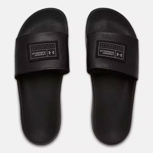 Under Armour UA Core Remix Leather Unisex Slides 3022058-001 Black Size 10 NWT main image 3